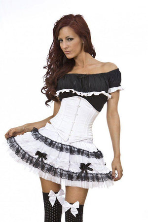 Sexy Waspie Waist Cincher Corset In Satin-Burleska-Dark Fashion Clothing