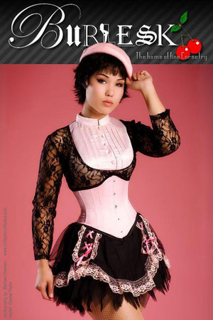 Sexy Waspie Waist Cincher Corset In Satin-Burleska-Dark Fashion Clothing