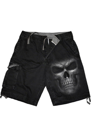 Shadow Master - Vintage Cargo Shorts Black-Spiral-Dark Fashion Clothing