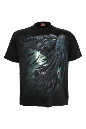 Shadow Raven - T-Shirt Black-Spiral-Dark Fashion Clothing