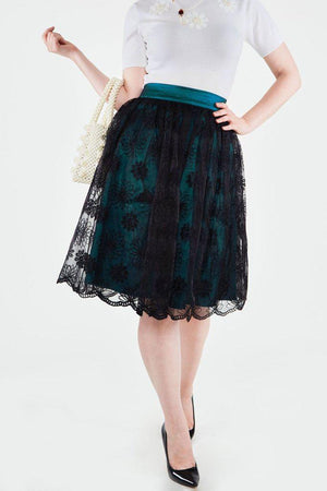 Shannon Lace Overlay Skirt-Voodoo Vixen-Dark Fashion Clothing