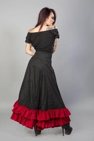 Shayna Victorian Maxi Skirt In Black Cotton Frill-Burleska-Dark Fashion Clothing