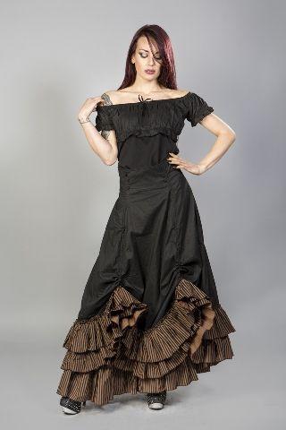 Shayna Victorian Maxi Skirt In Black Cotton Frill-Burleska-Dark Fashion Clothing