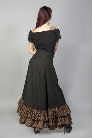 Shayna Victorian Maxi Skirt In Black Cotton Frill-Burleska-Dark Fashion Clothing