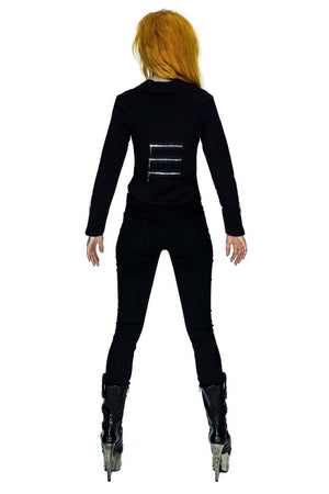 Short Elegant Black Cotton Jacket - Shelly-Dr Faust-Dark Fashion Clothing