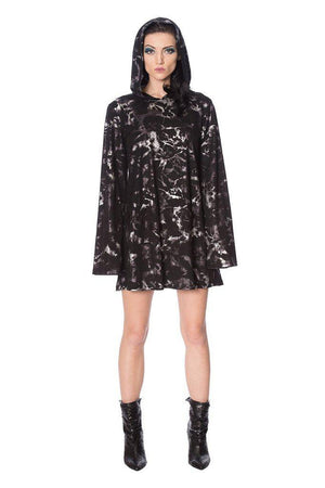 Silver Haze Hoodie Dress-Banned-Dark Fashion Clothing