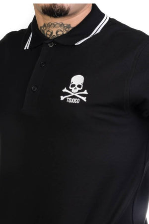 Skull And Bones Polo Shirt-Toxico-Dark Fashion Clothing