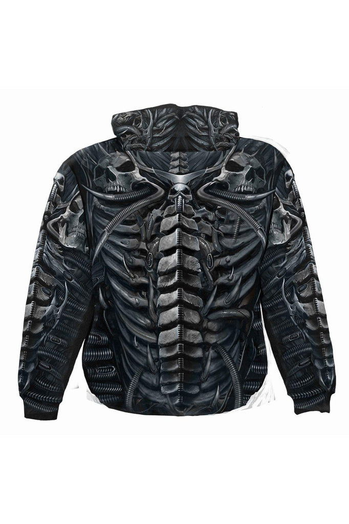 Skull Armour - Allover Hoody Black-Spiral-Dark Fashion Clothing