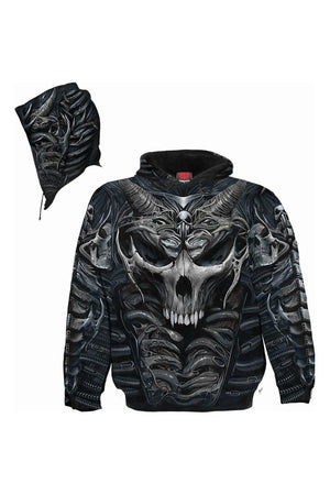 Skull Armour - Allover Hoody Black-Spiral-Dark Fashion Clothing