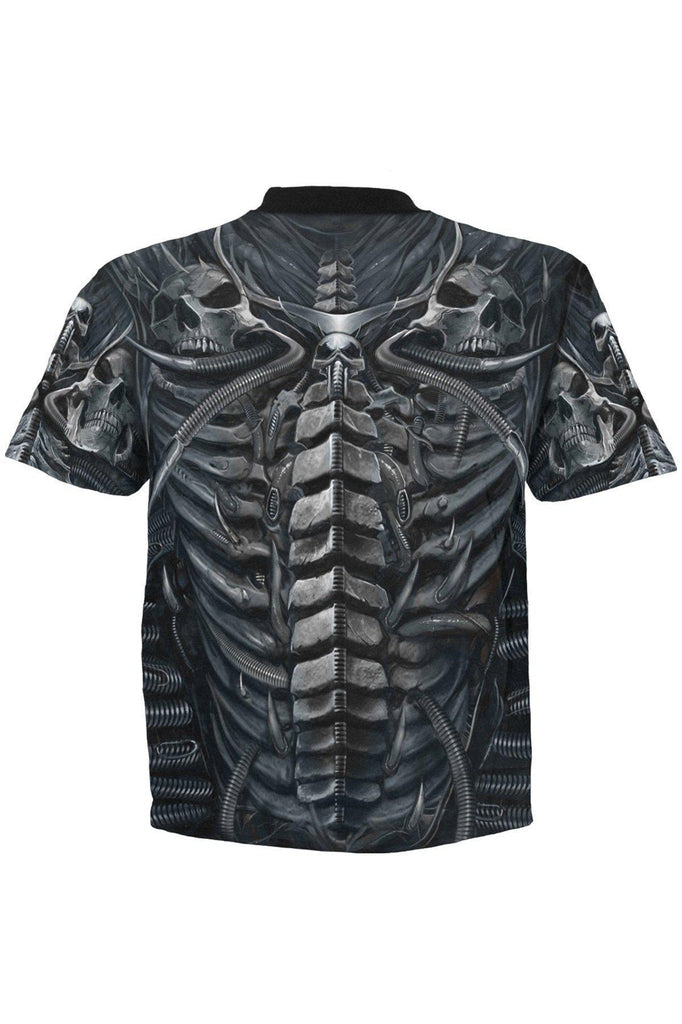 Skull Armour - Allover T-Shirt Black-Spiral-Dark Fashion Clothing