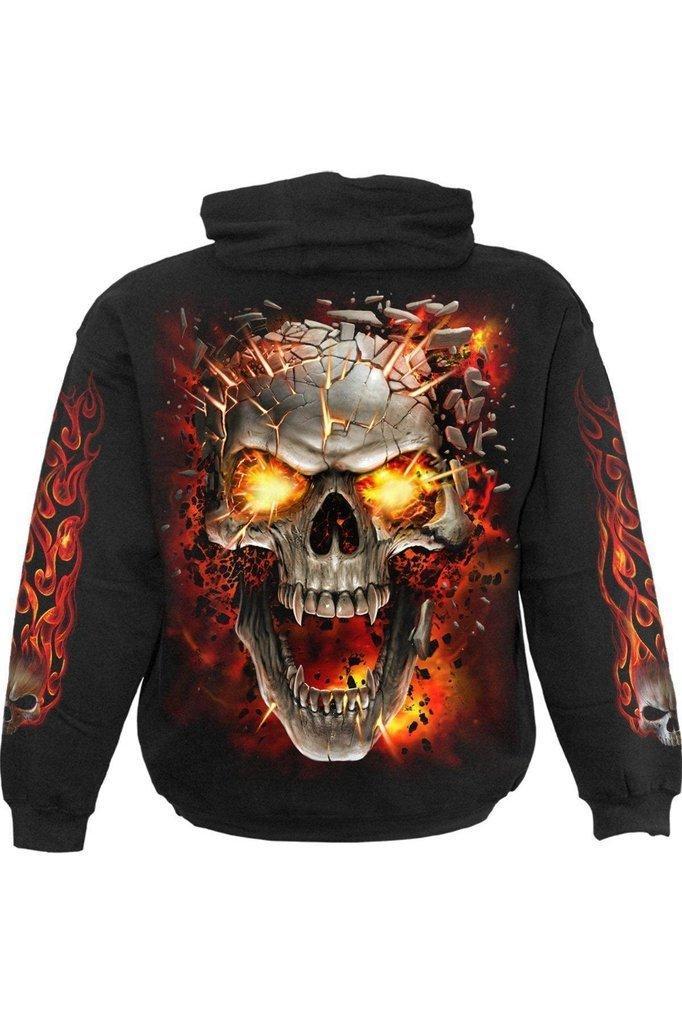 Skull Blast - Hoody Black-Spiral-Dark Fashion Clothing