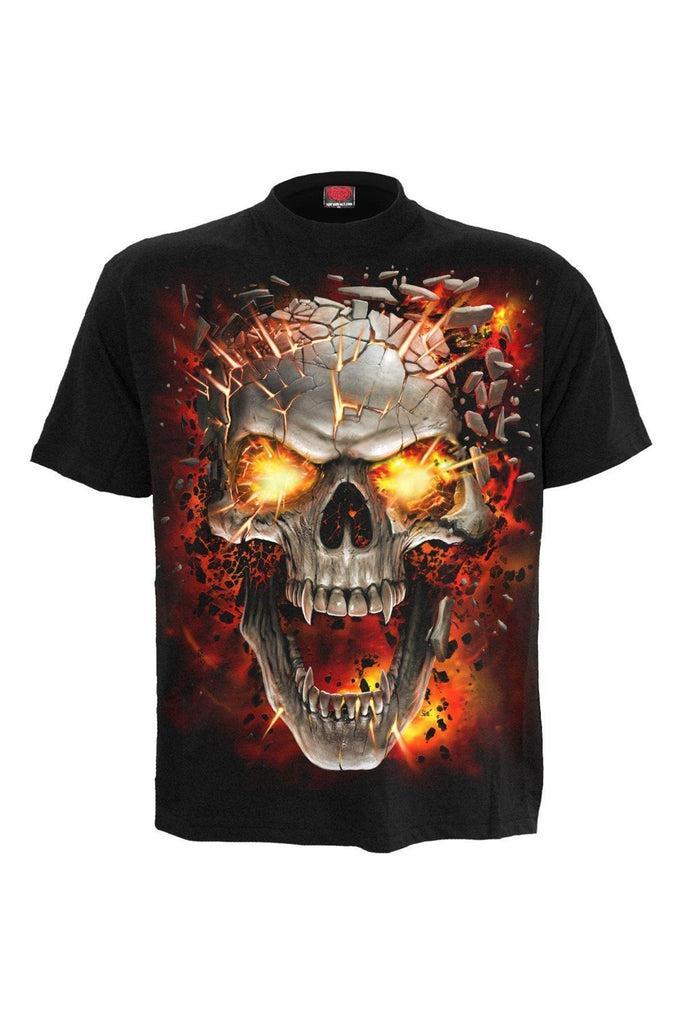 Skull Blast - Kids T-Shirt Black-Spiral-Dark Fashion Clothing