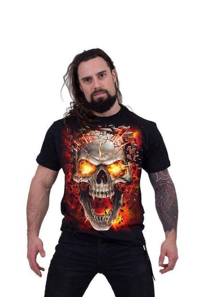 Skull Blast - T-Shirt Black-Spiral-Dark Fashion Clothing