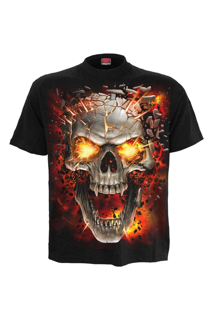 Skull Blast - T-Shirt Black-Spiral-Dark Fashion Clothing