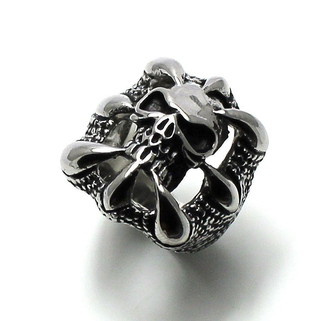 Skull in Claws Ring - Stainless Steel-Badboy-Dark Fashion Clothing