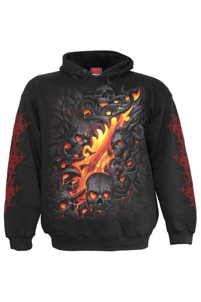 Skull Lava - Hoody Black-Spiral-Dark Fashion Clothing