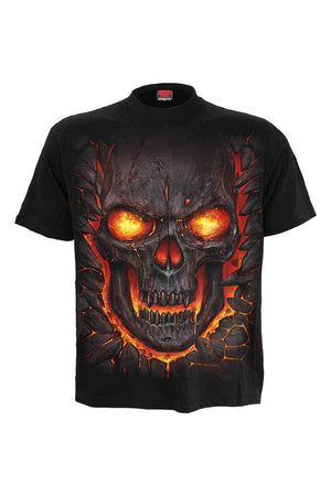 Skull Lava - T-Shirt Black-Spiral-Dark Fashion Clothing