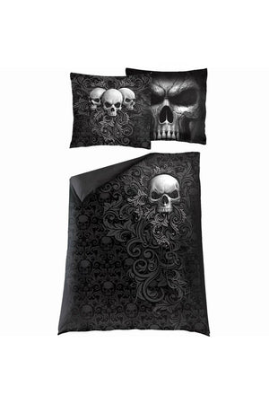 Skull Scroll - Single Duvet Cover + UK And EU Pillow case-Spiral-Dark Fashion Clothing