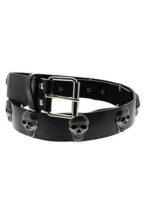 Skull Studs Black Vegan Leather Belt - Dominick-Dr Faust-Dark Fashion Clothing