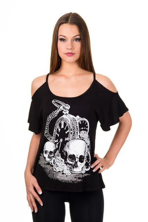 Skull Watch T Shirt-Banned-Dark Fashion Clothing