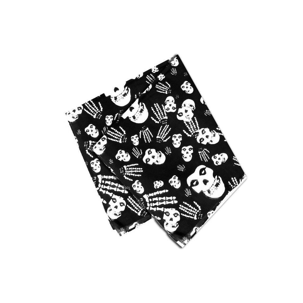 Skulls and Skeleton Hands Black Cotton Bandana - Glenn-Dr Faust-Dark Fashion Clothing