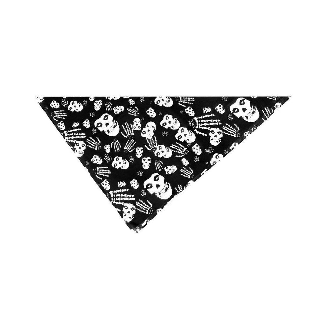 Skulls and Skeleton Hands Black Cotton Bandana - Glenn-Dr Faust-Dark Fashion Clothing