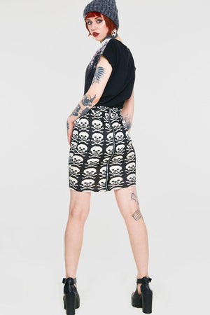 Skulls Knitted Skirt-Jawbreaker-Dark Fashion Clothing