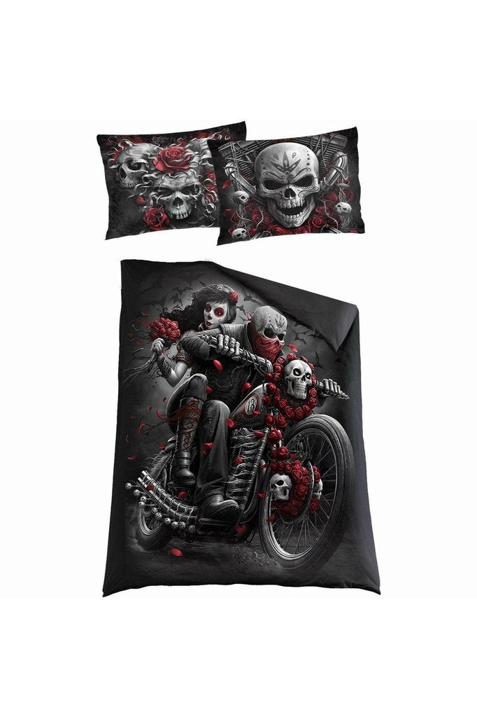 Skulls N' Roses - Single Duvet Cover + UK And EU Pillow case-Spiral-Dark Fashion Clothing