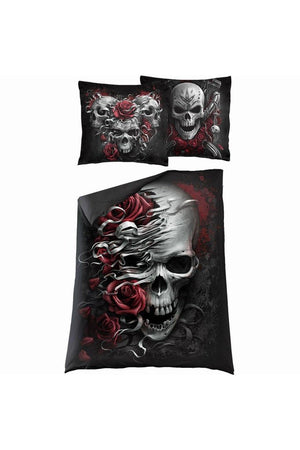Skulls N' Roses - Single Duvet Cover + UK And EU Pillow case-Spiral-Dark Fashion Clothing