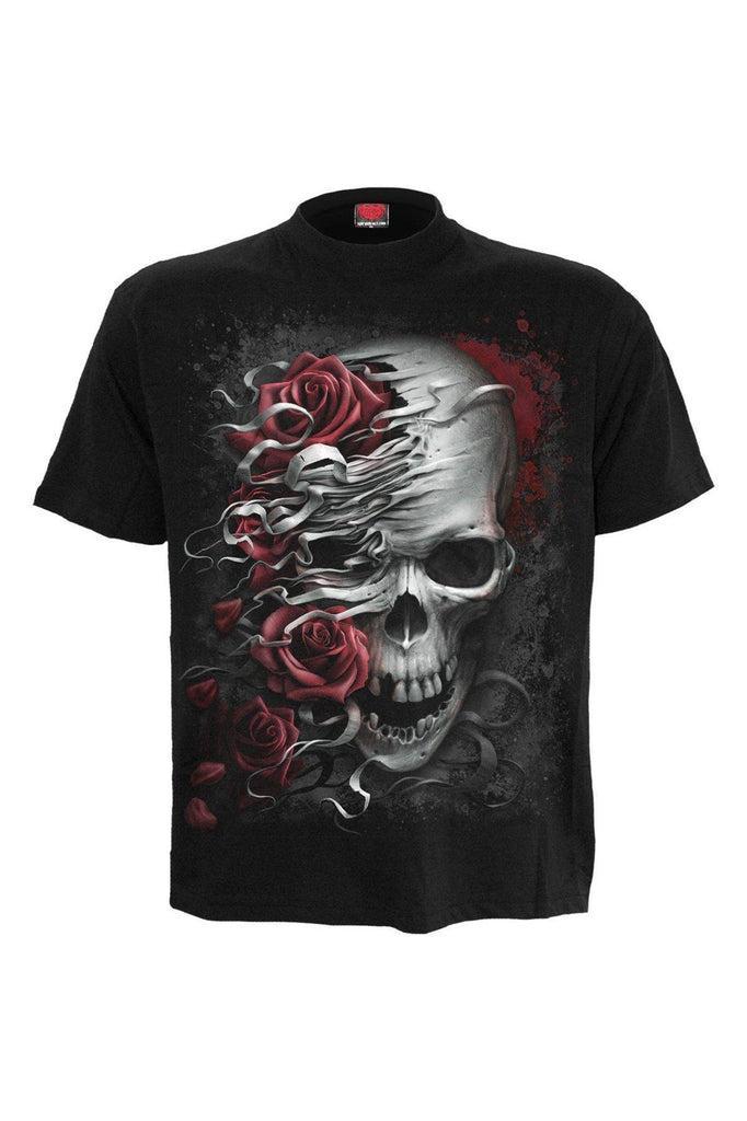 Skulls N Roses - T-Shirt Black-Spiral-Dark Fashion Clothing