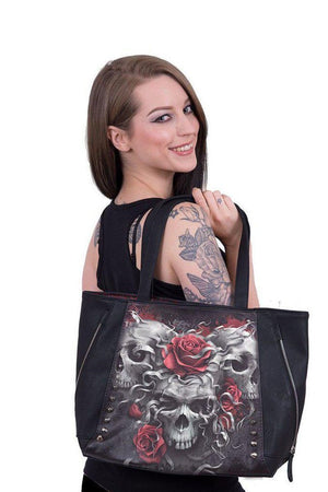 Skulls N' Roses - Tote Bag - Top Quality Pu Leather Studded-Spiral-Dark Fashion Clothing