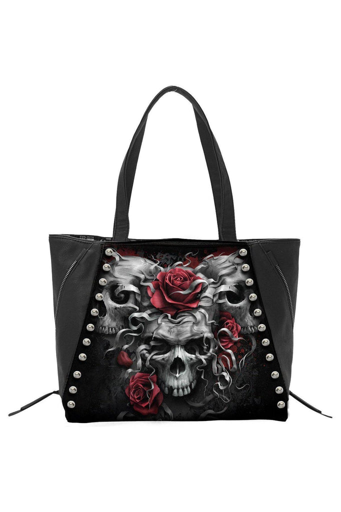Skulls N' Roses - Tote Bag - Top Quality Pu Leather Studded-Spiral-Dark Fashion Clothing