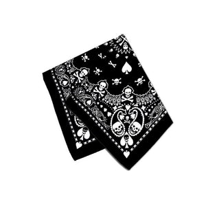 Skulls Playing Cards Black Cotton Bandana - Robert-Dr Faust-Dark Fashion Clothing