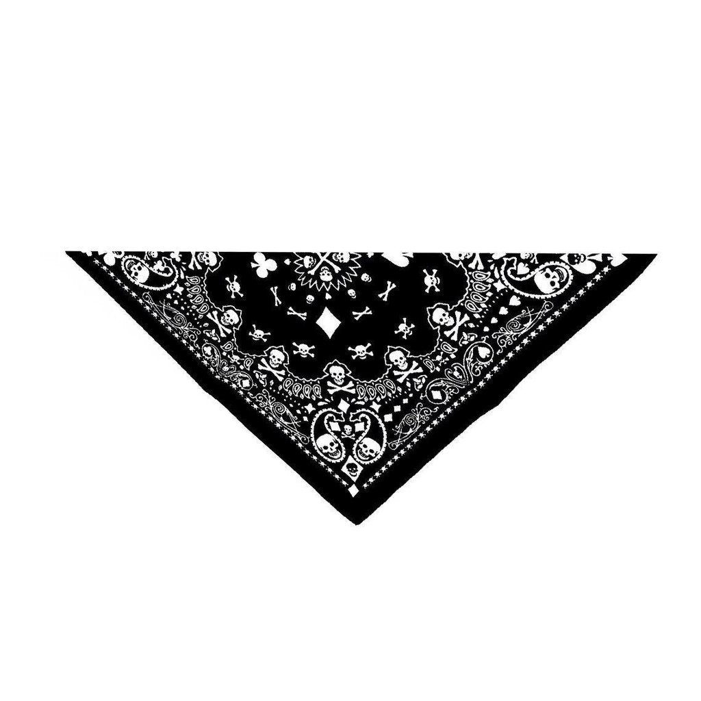 Skulls Playing Cards Black Cotton Bandana - Robert-Dr Faust-Dark Fashion Clothing