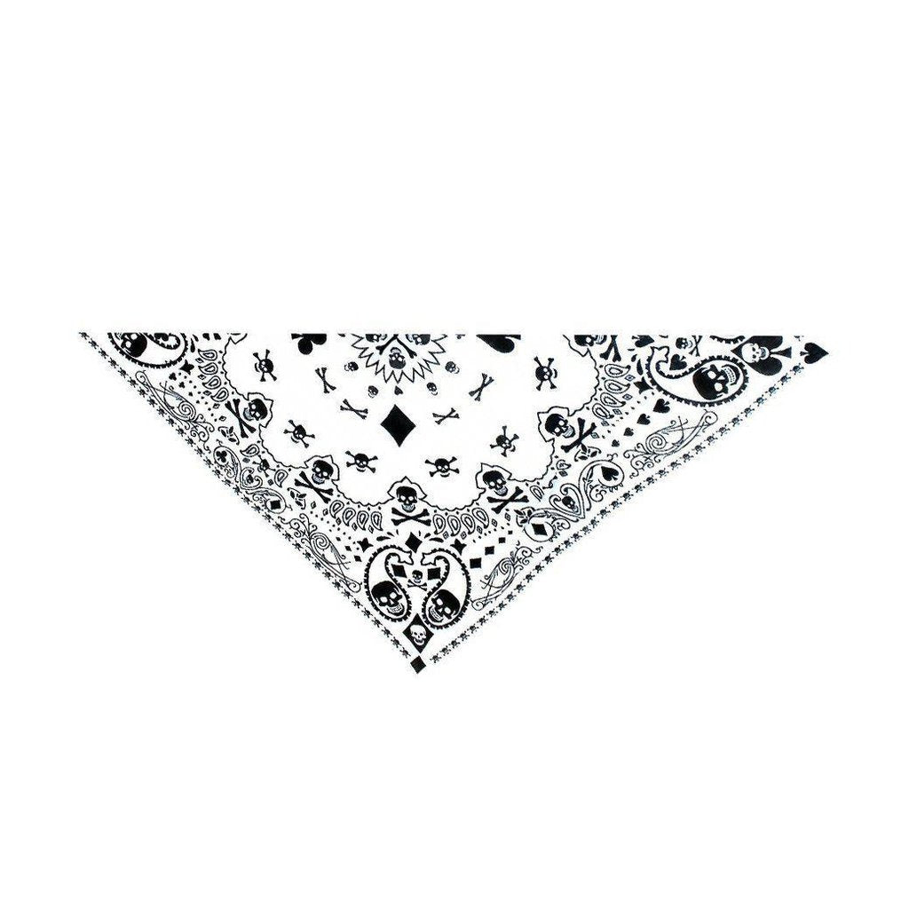 Skulls Playing Cards White Cotton Bandana - Robert-Dr Faust-Dark Fashion Clothing