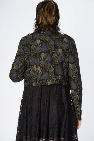 Slither Crop Biker Jacket-Banned-Dark Fashion Clothing