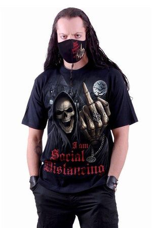 Social Distance - T-Shirt Black-Spiral-Dark Fashion Clothing