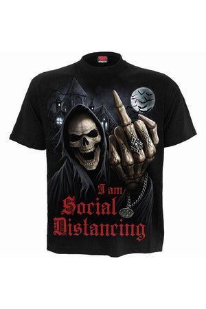 Social Distance - T-Shirt Black-Spiral-Dark Fashion Clothing