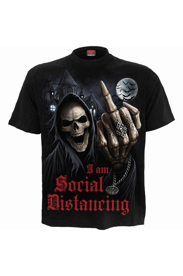 Spiral Flaming Spine Allover Print T-Shirt - Black, Size Small, 100% Cotton - View #8