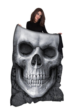 Solemn Skull - Fleece Blanket-Spiral-Dark Fashion Clothing
