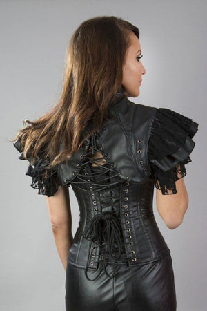 Sonya Steampunk Bolero Shrug In Black Matte-Burleska-Dark Fashion Clothing