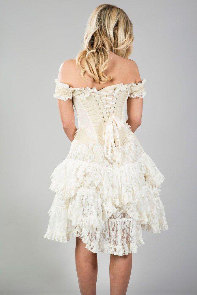 corset dress knee length Spaghetti Straps Corset Knee-Length A-line Petite Wedding Dress Fiona 8 / Knee-Leght / White