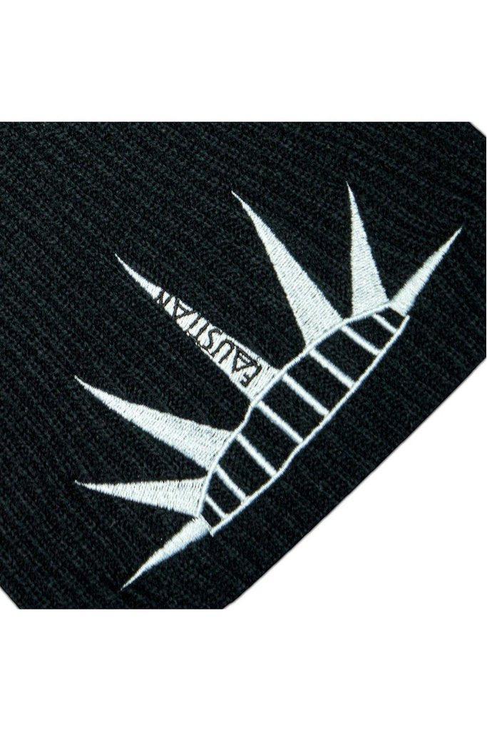 Spiky Tiara Embroidered Black Beanie - Justice-Dr Faust-Dark Fashion Clothing