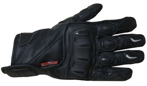 Sports Black Leather Motorcycle Gloves-Skintan Leather-Dark Fashion Clothing
