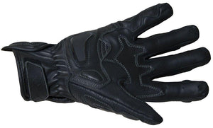 Sports Black Leather Motorcycle Gloves-Skintan Leather-Dark Fashion Clothing