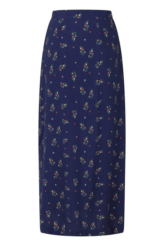Spring Sprig Print Long Line Skirt-Banned-Dark Fashion Clothing
