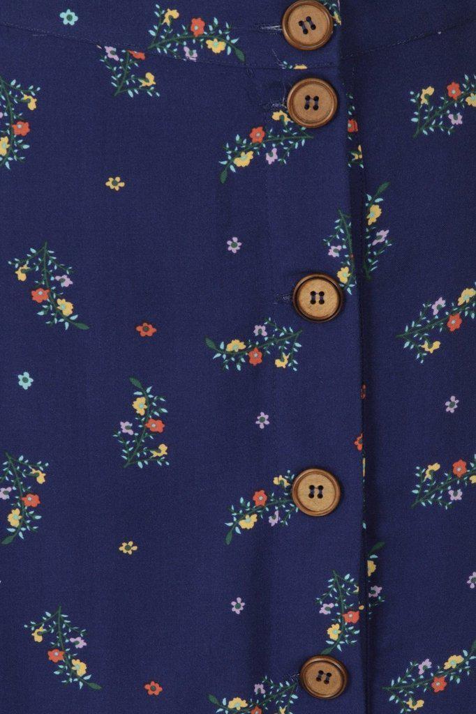 Spring Sprig Print Long Line Skirt-Banned-Dark Fashion Clothing