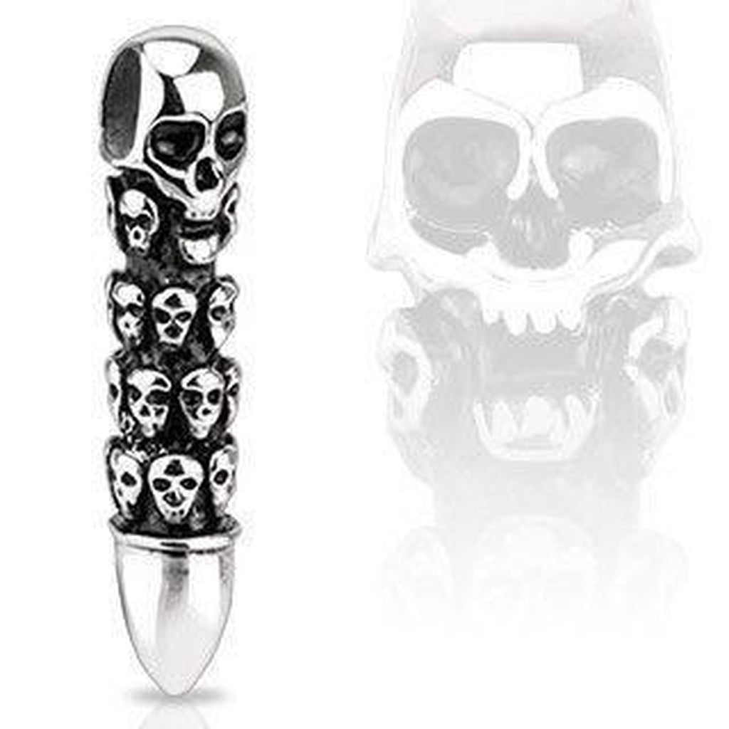 Stainless Steel Bullet Pendant With Skulls-Badboy-Dark Fashion Clothing