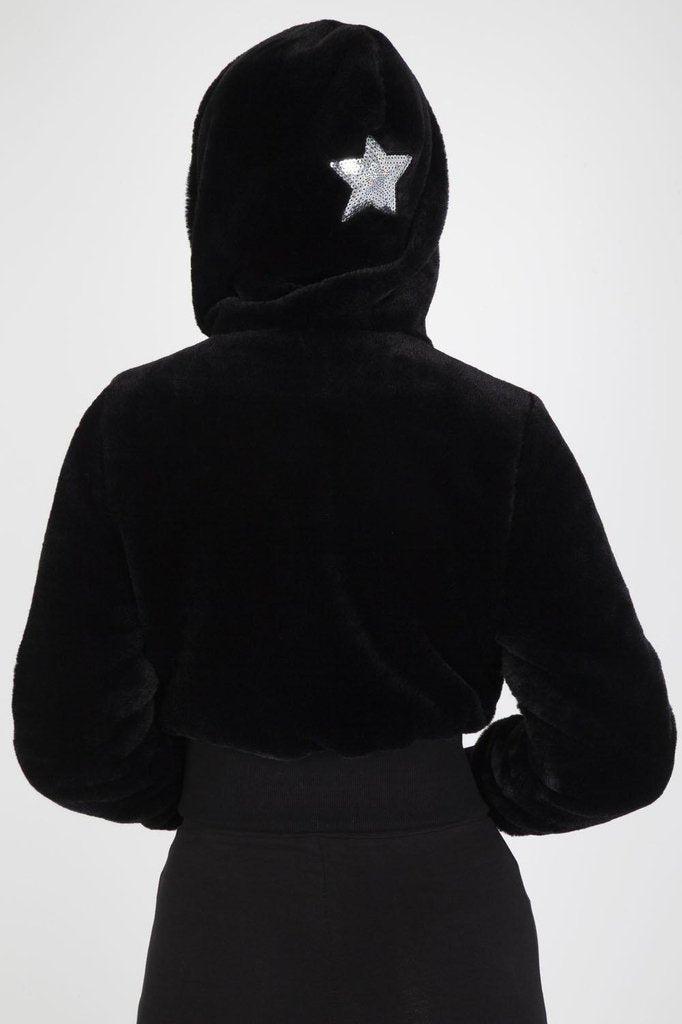 Star Struck Faux Fur Jacket-Jawbreaker-Dark Fashion Clothing