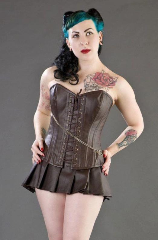 Steampunk Overbust Lace Up Corset In Matte Vinyl-Burleska-Dark Fashion Clothing